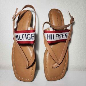 JUJUBE LOGO STRAP THONG SANDAL IN SPRING CARAMEL/BLOOD RED 8.5